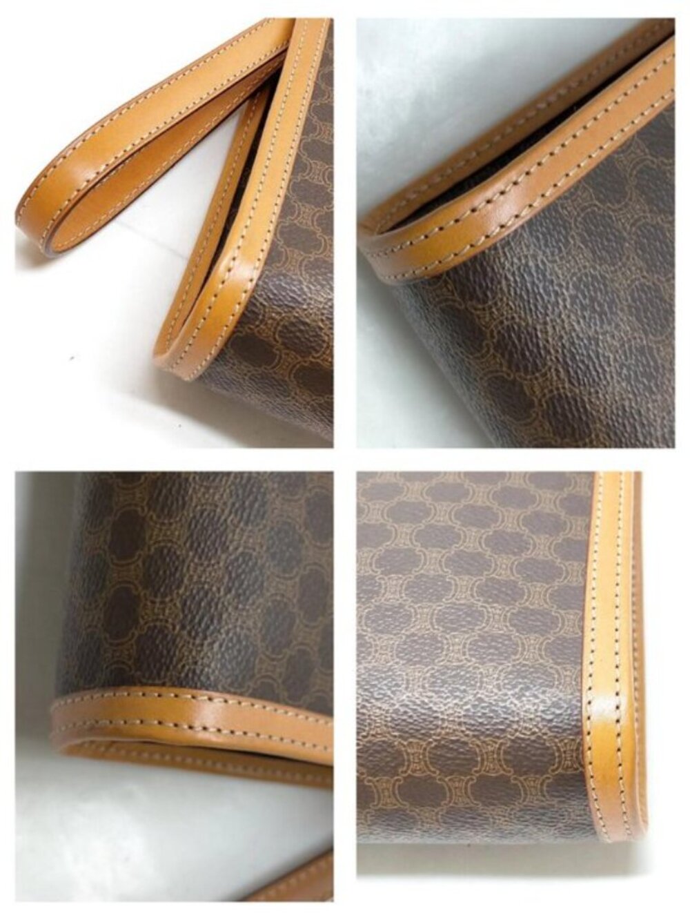 Authentic Celine Macadam Clutch Brown PVC Leather Wristlet Vintage Logo Pouch - Picture 7 of 16